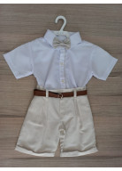 CONJUNTO BATIZADO CAMISA E BERMUDA CRU TAM. 3